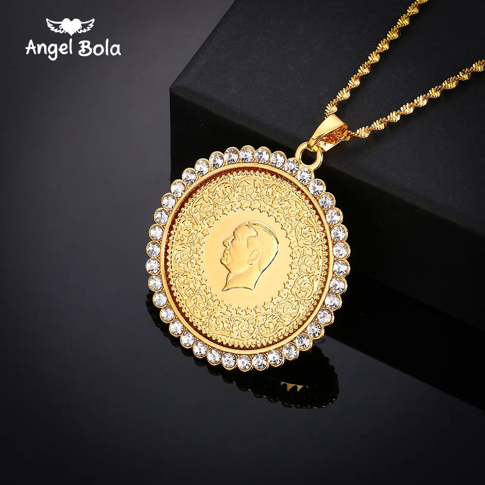 Gold Color Muslim Islamic Allah Coin Earrings for Women/Girls Iran Persian Turkish Jewelry Drop Earring Arab Coins Middle East