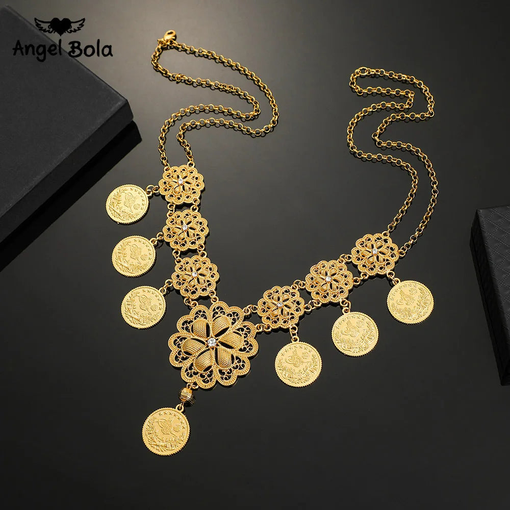 Gold Color Muslim Islamic Allah Coin Earrings for Women/Girls Iran Persian Turkish Jewelry Drop Earring Arab Coins Middle East