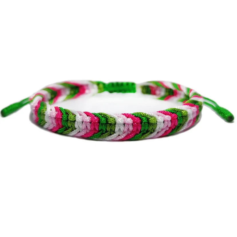 Green White and Red Patriotic Infinity String Bracelet for Iran - Macrame Friendship Bracelet - Flag Color