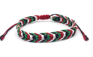 Green White and Red Patriotic Infinity String Bracelet for Iran - Macrame Friendship Bracelet - Flag Color