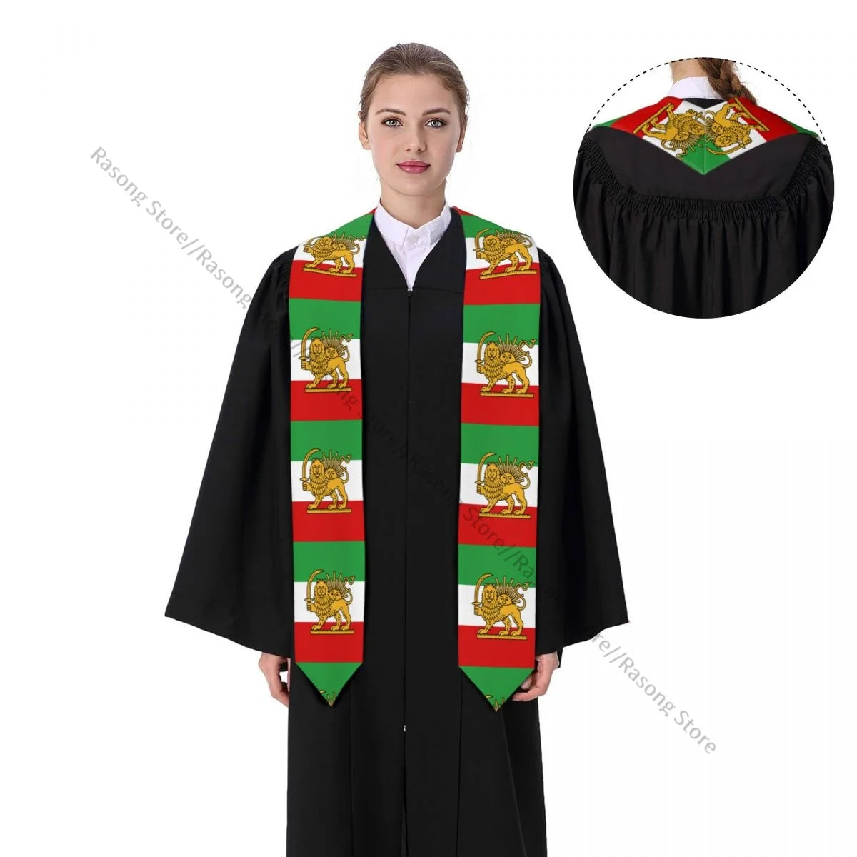 Graduation Stole for Academic Commencement Unisex Tricolour Flag Of Iran Adult Choir Stole Adult Honor Shawl